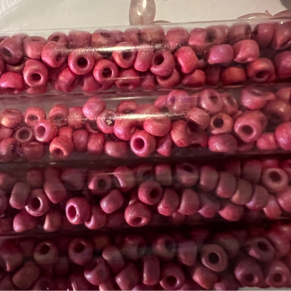 SEED BEADS Matte Red Pink Rose Large Hole &  strand pink quartz oval beads - Picture 7 of 7
